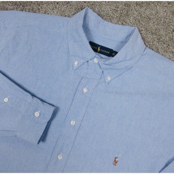 Polo Ralph Lauren Shirt Mens XLT Blue Chambray Oxford Button Down Casual - Picture 1 of 6